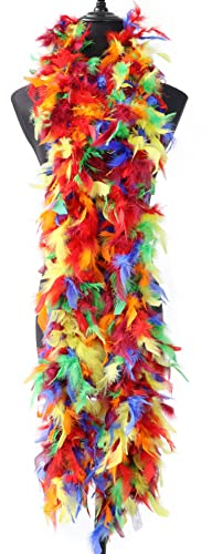 Feder Boa zum Basteln, Asudaro 2M Crafts Flauschige Bunte Federboa Elegante Fransen Federbesatzstreifen Kleider Hemden Jacken Dekor DIY Weihnachten Boa Feder Mädchen Verkleidung Zubehör,60G/90G 90g