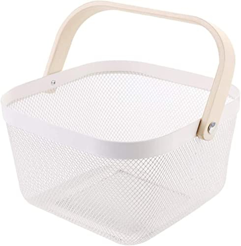 Habrur Picknickkorb Picknickkoffer Picknickkörbe Picknickkorb, Weißer Netzkorb Mit Griff, Küche, Obst, Gemüse, Utensilien, Geschirr, Aufbewahrungskorb Picknick Korb