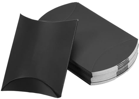 PATIKIL Kissenschachteln, 50 Stück, Hochzeitsgeschenkboxen, Pappschachteln, 11,4 x 7,1 cm, für Geschenkverpackungen, Hochzeitsfeiern, Schwarz