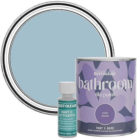 Rust-Oleum wasserfeste blau Fliesenfarbe für Badezimmer in Seidenglanz Finish - Porzelanblau 750ML