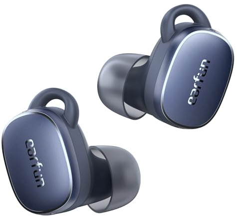 EarFun Free Pro 3 In Ear Bluetooth Kopfhörer mit Geräuschunterdrückung, Hi-Res Audio, Snapdragon Sound, aptX Adaptive, 6 Mikrofone HD Anrufe, Multipoint, 33H Akku, kabelloses Laden, Individueller EQ