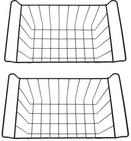 2 Stück Gefrierkörbe für Gefriertruhen, PE-beschichtete Metalldrahtkörbe für Gefriertruhen, Zubehör für die Organisation von Gefriertruhen, Schwarz (L 44,5 cm x B 24,5 cm x H 20