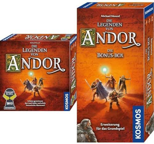 Kosmos Bundle Legenden von Andor - Das Grundspiel Andor + Erweiterung Die Bonus-Box, Brettspiel für 2-4 Personen ab 10 Jahre, Kennerspiel des Jahres 2013, kooperatives Fantasy-Brettspiel ab 10