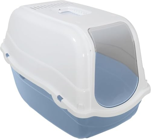 ACE - HEAVY DUTY HOODED CAT TOILET, LITTER TRAY AND CHARCOAL FILTER, LIGHT BLUE