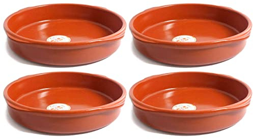 Acan Tradineur - Pack de 4 Cazuelas Redonda de Barro - Apta para vitro y Horno - Ideal para guisos y asados caseros - Ø 40 cm.