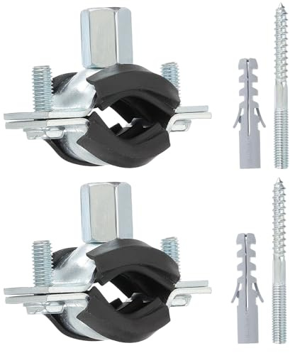 PATIKIL 0.8-0.9/20-24mm Split Ring Pipe Hanger, 2 Pcs Heavy Duty Adjustable Pipe Bracket Clamp Galvanized Iron Wall Ceiling Mount Pipe Strap Support with Screws & Expansion Tube, Black