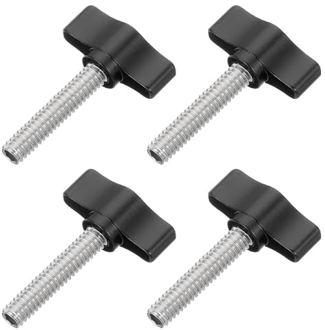 QUARKZMAN 4 Pcs 1/4 - 31 Vis À Ailettes, 304 Acier Inoxydable Fileté Moleté Vis À Ailettes Réglable Poignée En T Boulons De Serrage Pour Kinds of Stand and Machine, Noir