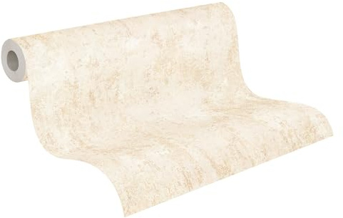 Livingwalls Stein-Vliestapete – Creme, Beige, Metallic – 10,05 x 0,53 m | Natürliche Steinoptik als Akzentwand – schimmernde Strukturtapete, ansatzfrei & spurlos abziehbar – für Wohnzimmer & Flur