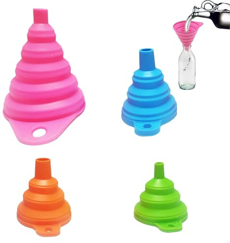 SSKHE Juego de embudos plegables de 4 piezas Compacto, colorido y práctico para todas sus necesidades de trasvase de ingredientes líquidos y secos