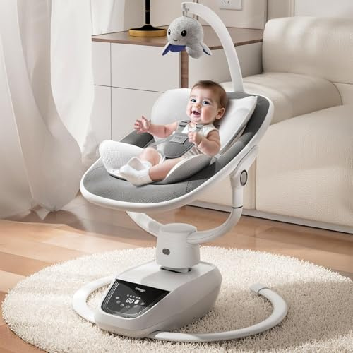 Trimigo dondolo elettrico per bambini,imbracatura di sicurezza a 5 punti (grigio)