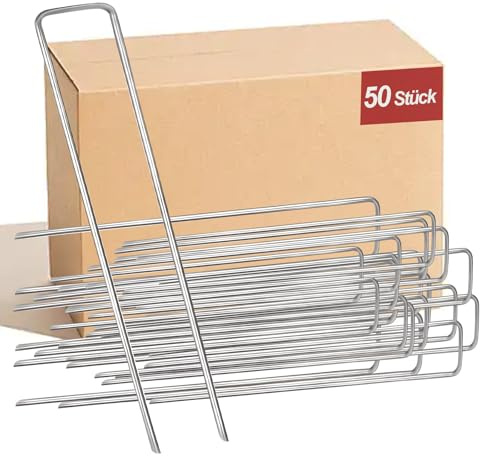50 Stück Erdanker Bodenanker, Anti Ros Heringe 150mm*40mm*Ø3mm U-förmige Garten Erdnägel Heringe Zelt für Kunstrasen, Gartenvlies, Unkrautvlies, Zaun & Camping