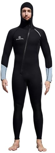 Men,L,Muta in neoprene 3 mm per donna e uomo – Tuta da immersione intera monopezzo con zip frontale e cappuccio, ideale per snorkeling, surf, canoa e immersioni subacquee