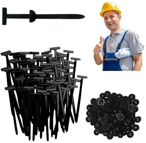 200Pcs Nylon Cable Tie Buckle with Pin & Button | Nylon Zip Ties Holder | Self-Locking | Heavy Duty Universal Cable Tie Buckle | Design Suitable for Car Repairs Cable Zip Ties, Home, Office, Garden