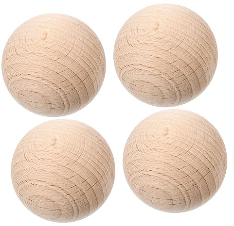 MOTHNUR 4Pcs Portable Wooden Bocce Balls for Outdoor Lawn Game Smooth Natural Wood Grain Compact Lightweight Rolling Balls for Sports and Family Fun