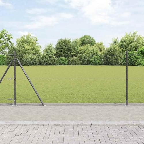 QJBSAVVA Maschendrahtzaun Garten 50 x 0,8 m grau PVC-beschichteter Stahl, hoch 80 cm, inkl. 11 Pfosten & Zubehör, robust & langlebig für Hunde Hühner Gartenzaun Outdoor