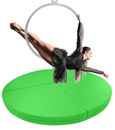 Generisk Pole-Dance-matta, rund Aerial Hoop fallskyddsmatta för hemmagymmet – 120/200 cm Pole-Dance och yoga fitness säkerhetsmatta, 3/5 cm tjock skyddsmatta (grön, 140 cm x 5 cm)