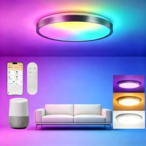 Yeelight Smart Deckenlampe, LED Deckenleuchte RGB Close-to-Ceiling Lights, 38 W 2300 Lumen, 2700K-6500K dimmbare Lampe, DIY kompatibel mit Alexa, für Wohnzimmer Schlafzimmer Küche Flur 40 cm