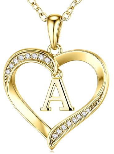 TINGN Gold Kette mit Buchstaben Damen - 14K Gold Vergoldet Herz Halskette Damen Kette mit Buchstaben A-Z Geburtstagsgeschenk Personalisierte Geschenke für Frauen Mädchen Freundin Schmuck