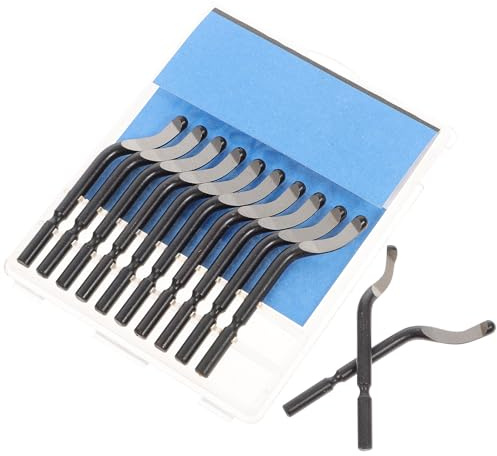 PACKOVE Set da 10 Lame Sbavatrici Affilate per Utensile Manuale, Frese per Sbavatura Metalli e Plastica Custodia, Utensile per Rimozione Bave per Uso Industriale e Fai-da-te