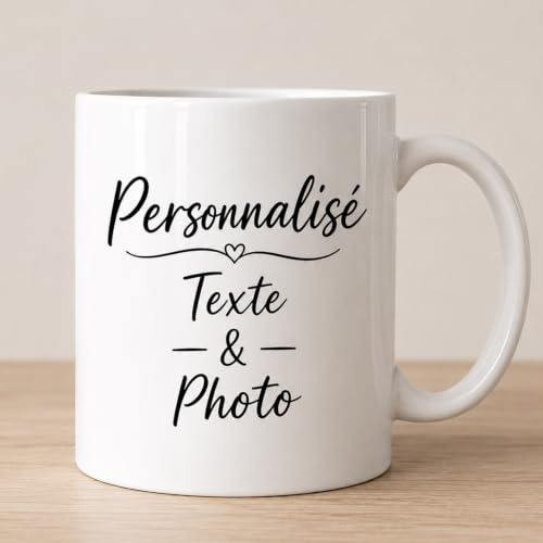 VICVIK Tasse Personnalisable Photo Texte, Mug, Tasse A Cafe Personnalisé Prénom, Cadeau D'anniversaire, Souvenir, Naissance, Collègue (Style B)