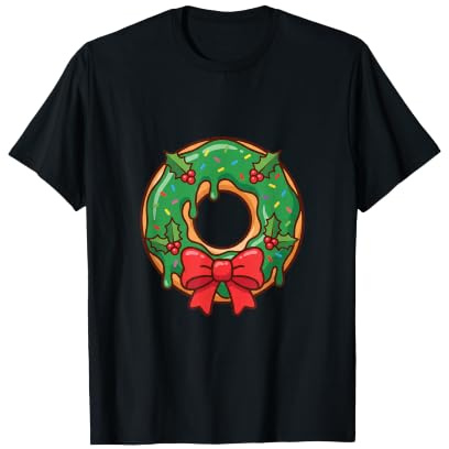 Corona de donas de Navidad Divertida Comida Festiva Navidad Camiseta