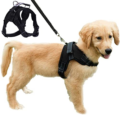 Dog Harness Mesh Breathable Comfortable Pet Vest No Pull Adjustable Soft Padded Dog Power Strap (S, Black)
