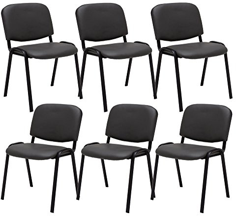 CLP Set 6X Sedie Ufficio Visitatore Ken Imbottite in Similpelle I Sedie Attesa Impilabili E Imbottite I Sedie Impilabili Portata Max 120 kg, Colore:Grigio