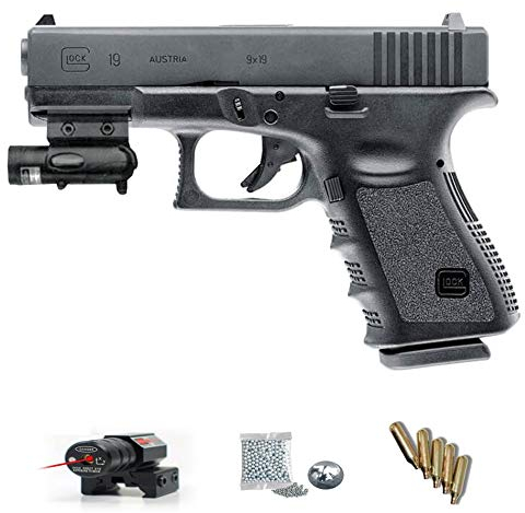 Pistola de Balines G19 (CO2) - Pack Pistola de Aire Comprimido y Balines de Acero (Perdigones tipo BB'S) Calibre 4.5mm. <3,5J