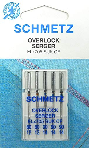 Schmetz Overlock ELx705 SUK CF Sewing Machine Needles, Sewing Accessories, Assorted Sizes 80/12 & 90/14