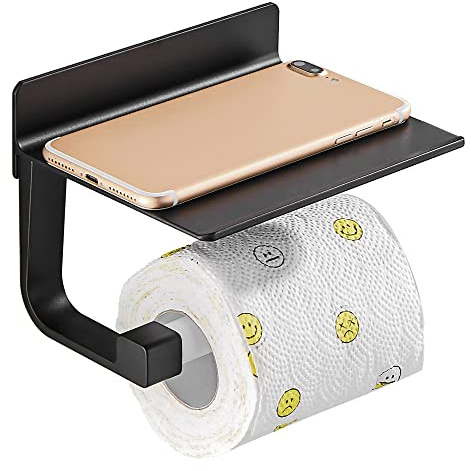 Hoomtaook Porta Carta Lgienica Lgienica Portarotolo Porta rotolo Carta Lgienica Portarotoli da Porta Carta, Colla Brevettata Alluminio, Finitura Opaca Nero