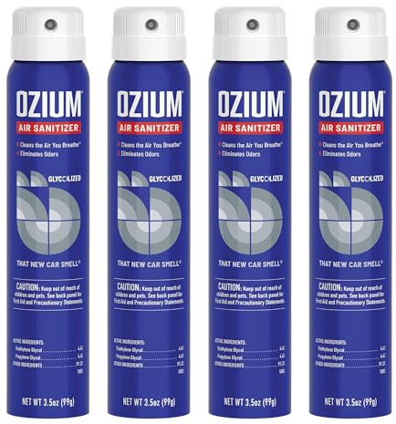 Ozium 3.5 Oz. Air Sanitizer & Odor Eliminator for Homes, Cars, Offices and More, New Car Scent, 4 Pack (OZM-22-4)