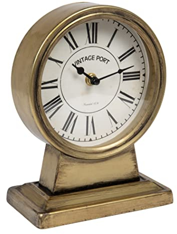 Creative Co-op Dekorative Kaminuhr aus Metall, Gold-Finish