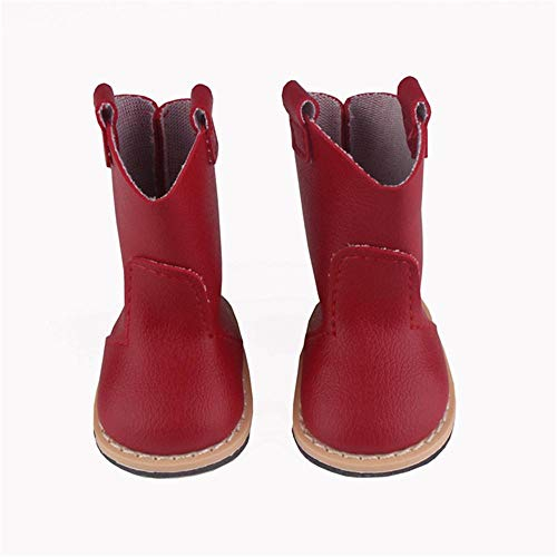 Aeromdale Puppenstiefel PU Schuhe für 45,7 cm American Doll Girls Puppen 46cm Puppenzubehör Spielzeug - Rot - 1 Paar