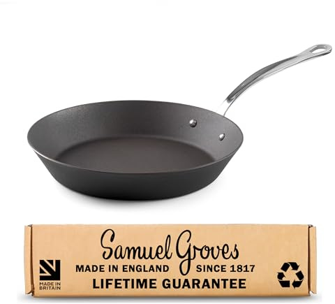 Samuel Groves 10 Seasoned Carbon Steel Frying Pan - 25cm / 10 - UK-Made Professional Frying Pan for Induction, Gas, Oven & BBQ - Heavy-Duty, Naturally Non-Stick - UK's Oldest Cookware Brand