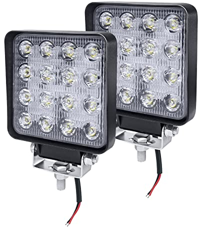 UISEBRT Faro da lavoro a LED da 12 V, 2 x 48 W, per fuoristrada, riflettore per retromarcia, IP67, impermeabile per trattore, SUV, ATV