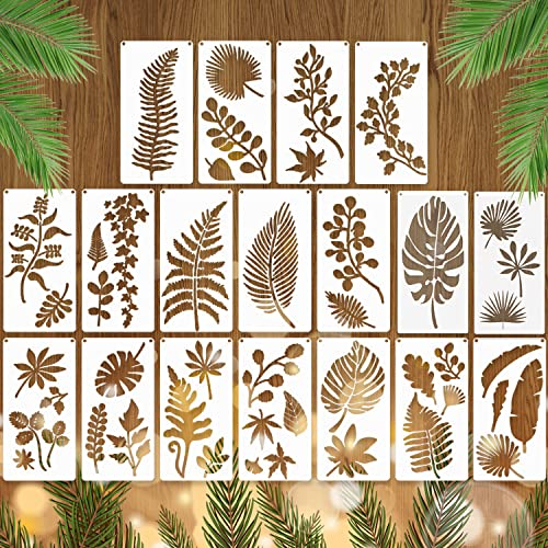 Schablonen,18 Stück blätter schablone wiederverwendbar, Zeichenschablonen, Malschablonen aus Kunststoff, Stencil Schablonen Wiederverwendbar für Scrapbooking Fotoalbum,DIY Geschenkkarten (Leaves)