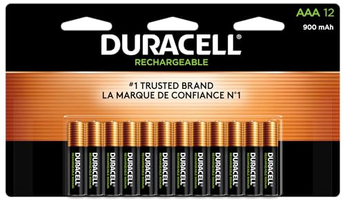 Duracell Rechargeable AAA Batteries, 12 Count Pack, Triple A Battery for Long-lasting Power, All-Purpose Pre-Charged Battery for Household and Business Devices