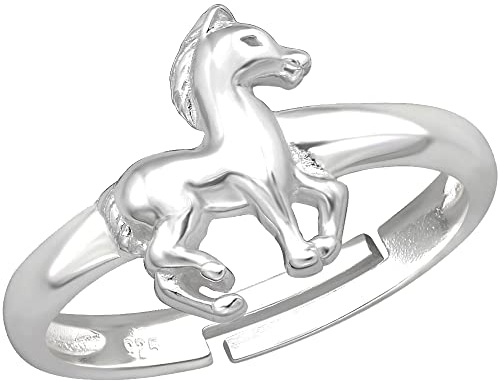 Mädchen verstellbarer Ring echt 925 Sterling Silber Pferd Kinder Fingerring