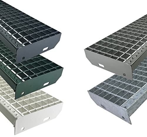 Kaminbau Mierzwa Gitterrost-Stufe Verzinkt & Anthrazit Pulverbeschichtet 1000 x 240 mm Maschenweite 30 mm nach DIN 24531 und Rutschfestigkeit R11 Wetterfest