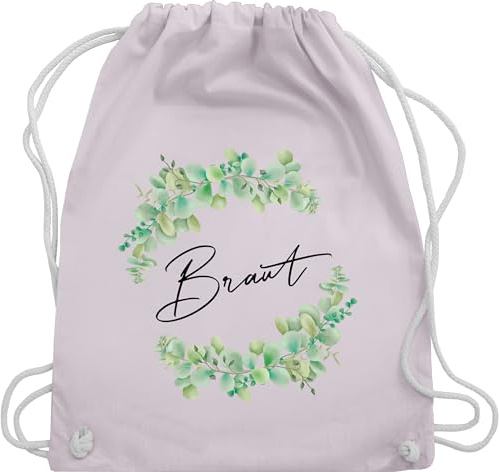 Turnbeutel Rucksack - JGA Junggesellenabschied Frauen - Braut Eukalyptus filigrane Schrift - Unisize - Pastell Rosa - brauttaschen bachelorette party stoffbeutel junggesellinnenabschied outfit