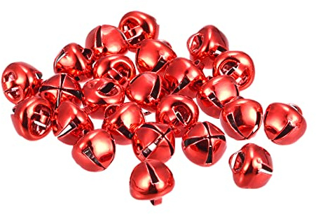 sourcing map Clochette Grelot 8mm 80pcs Cloche de Noël pour Artisanat Bricolage Noël, Vacances Décoration, Musique Fête, Maison, Festival, Mariage, Rouge