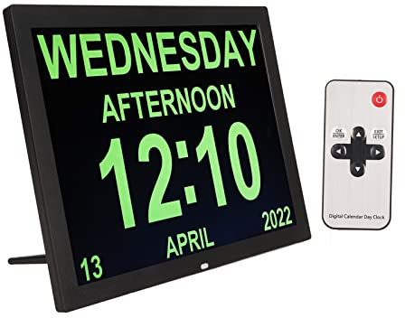 Digitale Kalender Tagesuhr, 15 Zoll Große Digitaluhr mit Großem Display mit Benutzerdefinierten Alarmen und Kalendererinnerungen, Uhren für Senioren, für Alzheimer und Demenz (EU-Stecker)
