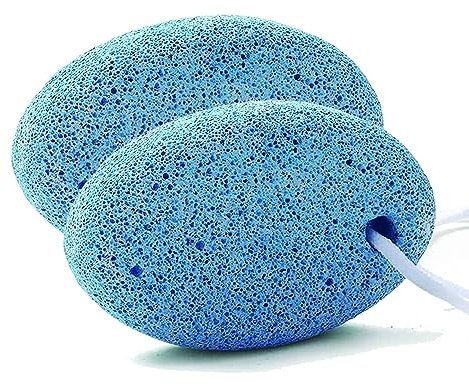 PARENCE.- Set mit 2 Bimsstein-Peeling-Steinen mit Schnur/Bimsstein 2-teilig oval - Fußbehandlung, Pediküre