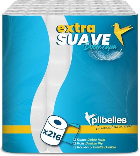 Papier Toilette Double Épaisseur 216 Rouleaux | Papier Toilette Super Doux 18 Paquets de 12 Rouleaux