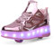 Scarpe da Ginnastica per Bambini, Scarpe da Skateboard a Due Ruote, Luce a Cambio Colore Regolabile, Ricarica USB, Universale per Ragazzi e Ragazze,Rosa 33 EU.
