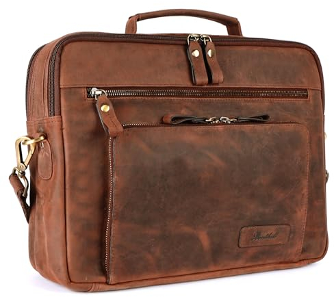Benthill Laptoptasche Echt-Leder I Leder Umhängetasche für Laptop I Aktentasche für Notebook I Damen und Herren Tasche I Notebooktasche, Farbe:Brown - Tan (H)