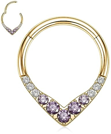 hengkaixuan 16G Teardrop Septum Clicker Ring Daith Schmuck Septum Ring Nasenringe 316L Chirurgischer Stahl Klappsegment Knorpel Ohrringe Creus Tragus Helix Turm Muschel Piercing Schmuck