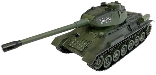 efaso Ferngesteuerter Panzer T-34 99815-27/40 MHz Panzer ferngesteuert mit Schussfunktion (Simulation) / Infrarot Kampfsystem/drehbarer Turm mit Sound und Licht 1:28 - Panzer Modell/RC Panzer