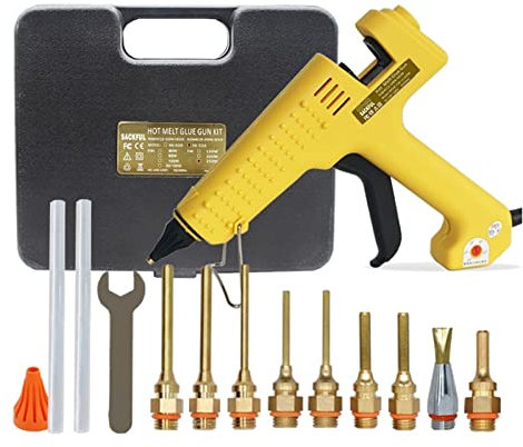 Pistola per colla a caldo per lavori manuali Pistola for colla Box 200W 250W Pistola for colla a caldo Pistola for bastone adesivo termico a temperatura regolabile con ugello lungo Set di strumenti pr