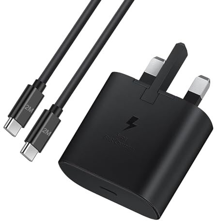 Samsung Fast Charger, Samsung USB C Charging Plug UK and 2M Long Cable USBC to Type C Lead for Galaxy S26 S25 S24 S23 S22 S21 S20 A32 A33 A34 A35 A36 A53 A54 A55 A56 A17 A16 A15 A25 A26 A22 A23 A24